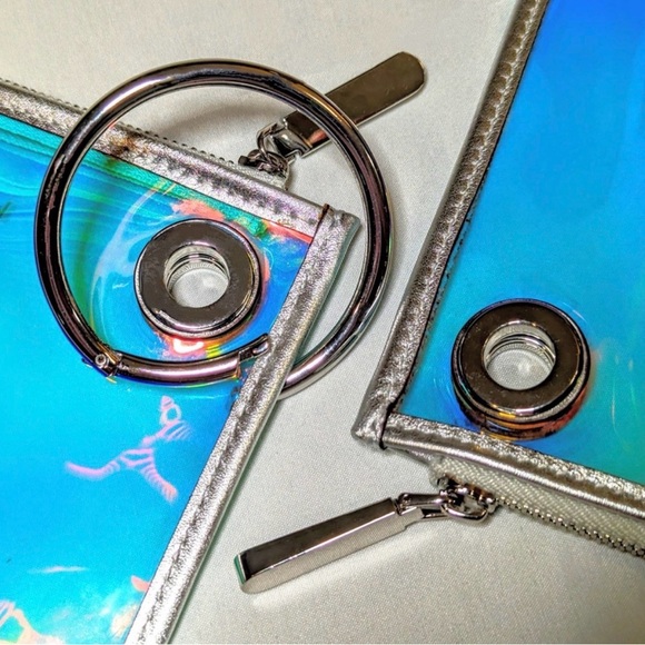 Kate Spade Iridescent Clutch/Cosmetic Pouch Set w/Pink Dust Bag/ NWOT - Picture 5 of 8